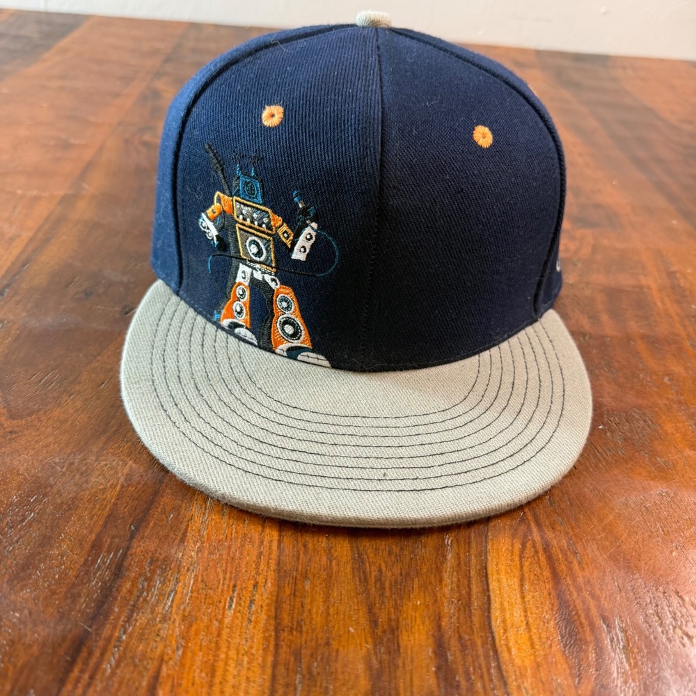 Grassroots Westword Music Showcase Robot Hat Navy Grey Flat Brim Festival Cap